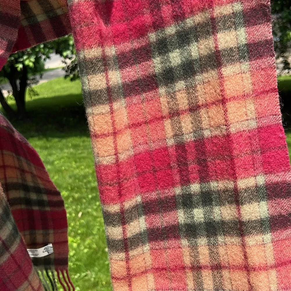 🐑Lambswool Plaid Unisex Scarf | Shepherds Land | Muted Magenta/Green/Tan/Black
